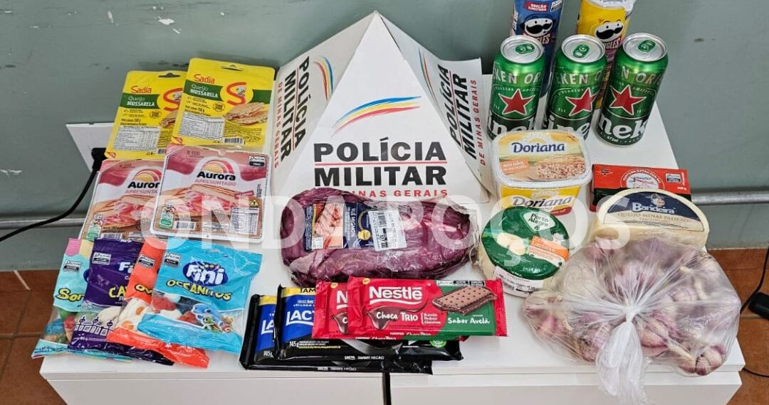 Filé mignon, cerveja e outros itens: homem é preso após furto em supermercado de Poços