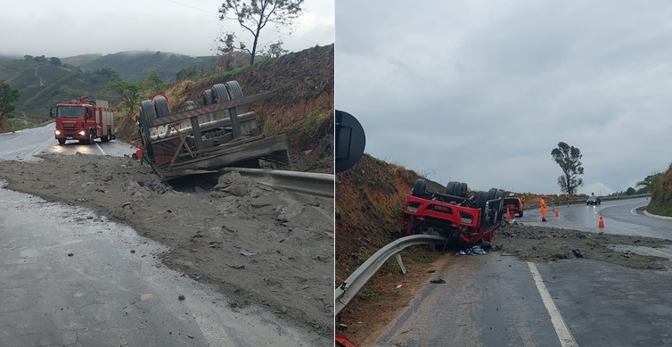 Jovem de 20 anos morre em acidente com carreta carregada de cimento na BR-146