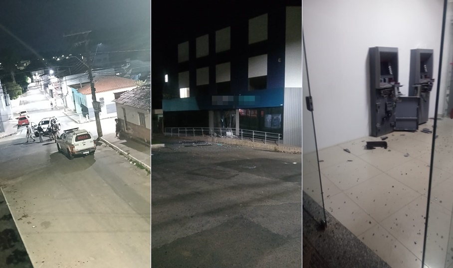 Criminosos armados com explosivos atacam duas agências bancárias durante a madrugada