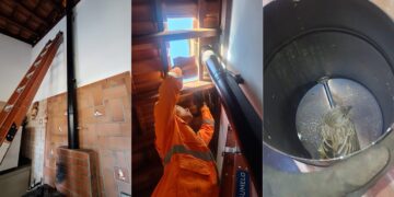 Bombeiros resgatam pardal preso em duto de chaminé em Poços de Caldas