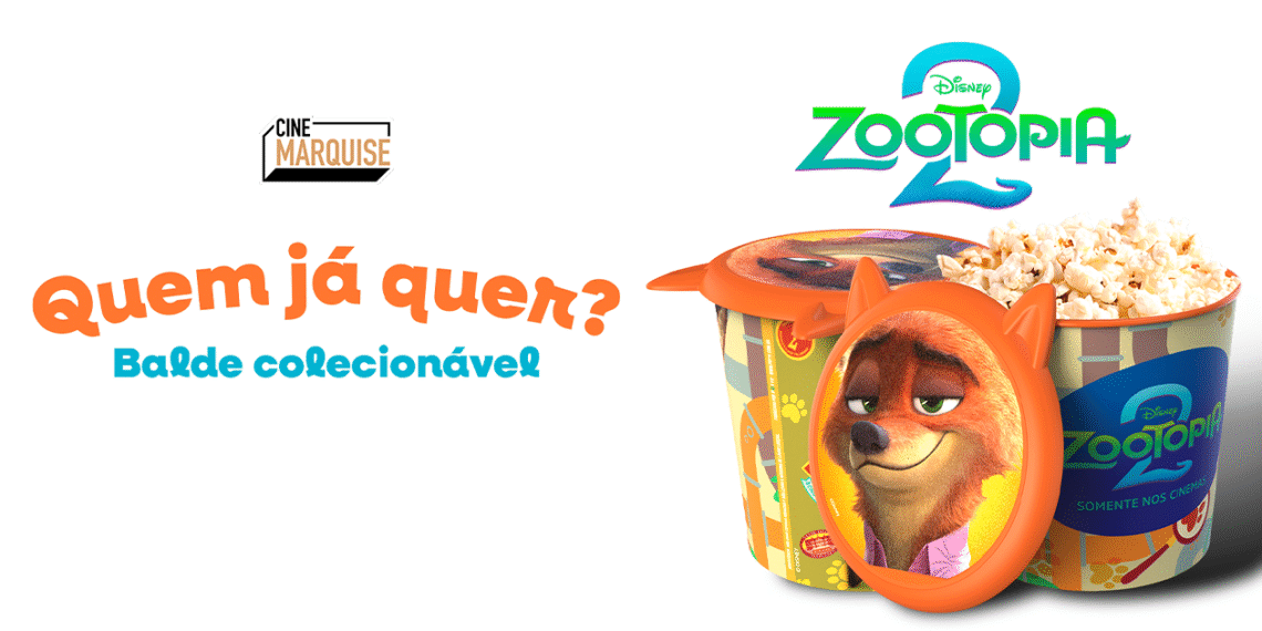 Zootopia 2 chega em grande estilo ao Cine Marquise com baldes colecionáveis exclusivos