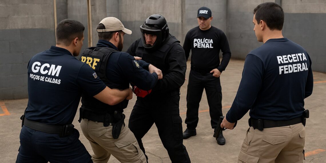 GCM de Poços participa da segunda etapa do curso de defesa policial ministrado pela PRF
