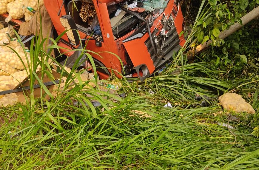 Acidente entre caminhão e carro na BR-459 deixa duas pessoas feridas