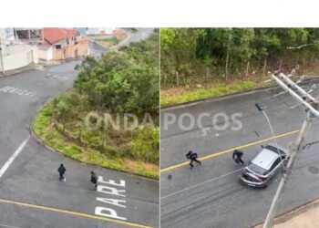 VÍDEO: suspeitos fogem após acidente com carro furtado em Poços de Caldas