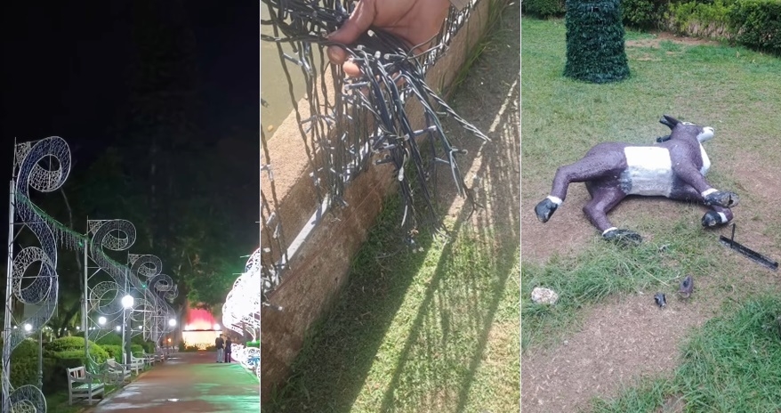 VÍDEO: Enfeites de Natal de Poços são vandalizados: “o que leva uma pessoa a fazer isso?” questiona Paulo Ney