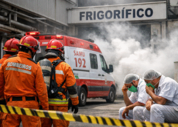 Vazamento de amônia provoca intoxicação de trabalhadores em frigorífico