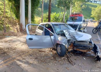 Colisão contra árvores deixa motorista ferido na MG-446