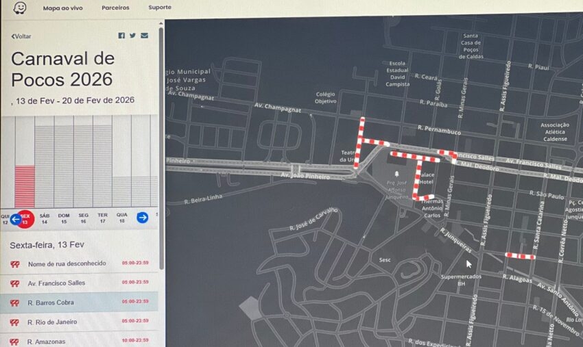 Prefeitura de Poços lança ferramenta no Waze e divulga áreas com interdições no trânsito durante o Carnaval