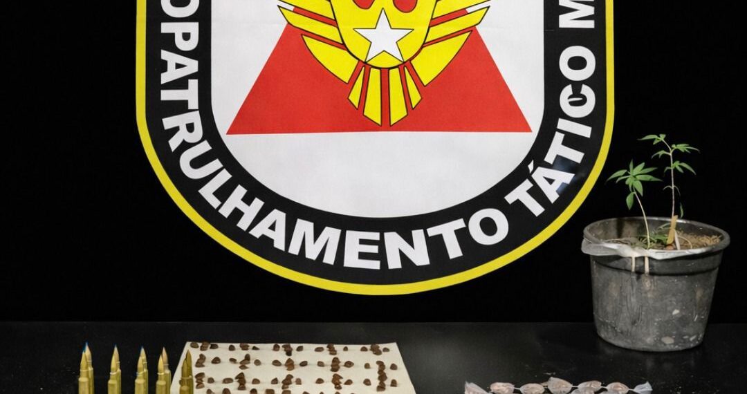 PM apreende munições de calibre restrito, ligadas a armamento militar, drogas e pés de maconha durante operação em Poços
