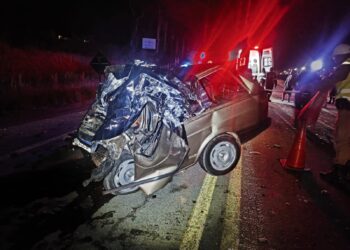 Pai e filho morrem em acidente entre carro e caminhão na BR-459