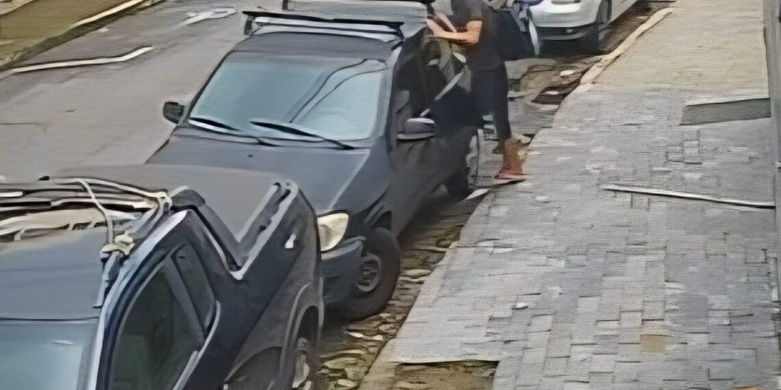 Imagens mostram homem furtando ferramentas em Poços de Caldas