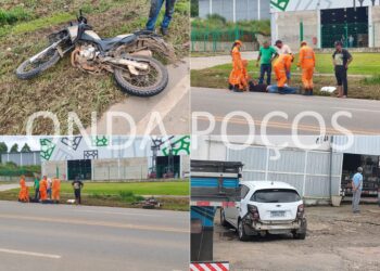 Motociclista fica ferido após acidente com carro na avenida Wenceslau Braz, em Poços