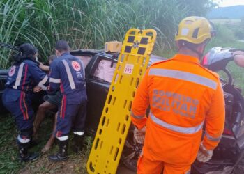 Motorista a caminho de Poços de Caldas perde controle do carro e bate às margens da BR-267