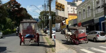Charrete é flagrada em avenida onde circulação é proibida em Poços de Caldas