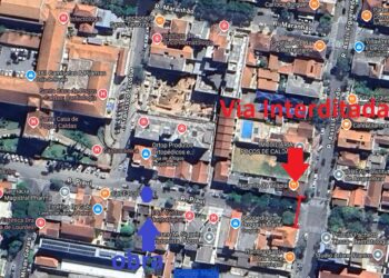 DMAE interdita trecho de rua no centro de Poços para obra emergencial