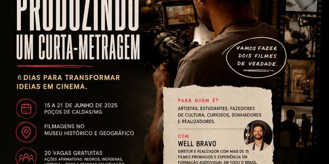 Oficina gratuita de cinema abre inscrições em Poços