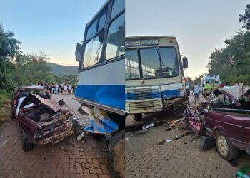 Idosa de 93 anos morre e homem fica preso às ferragens em grave acidente entre carro e ônibus