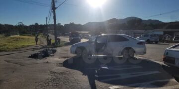 Acidente deixa motociclista ferido na Zona Leste de Poços de Caldas