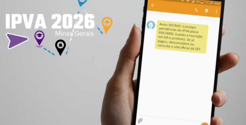 Fazenda envia SMS para proprietários que não pagaram o IPVA 2026 em MG