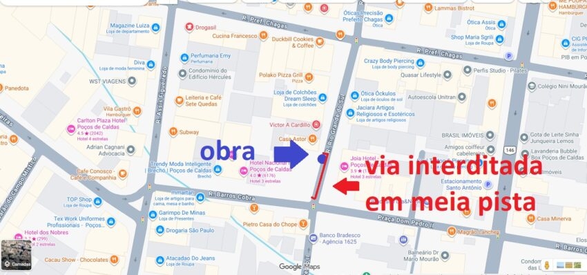 Obra do DMAE mudará o trânsito em rua central de Poços; confira