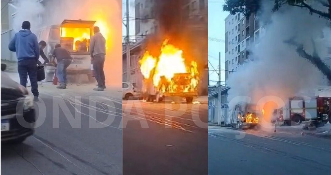 VÍDEO: Kombi é destruída por incêndio em Poços de Caldas