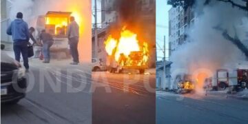 VÍDEO: Kombi é destruída por incêndio em Poços de Caldas