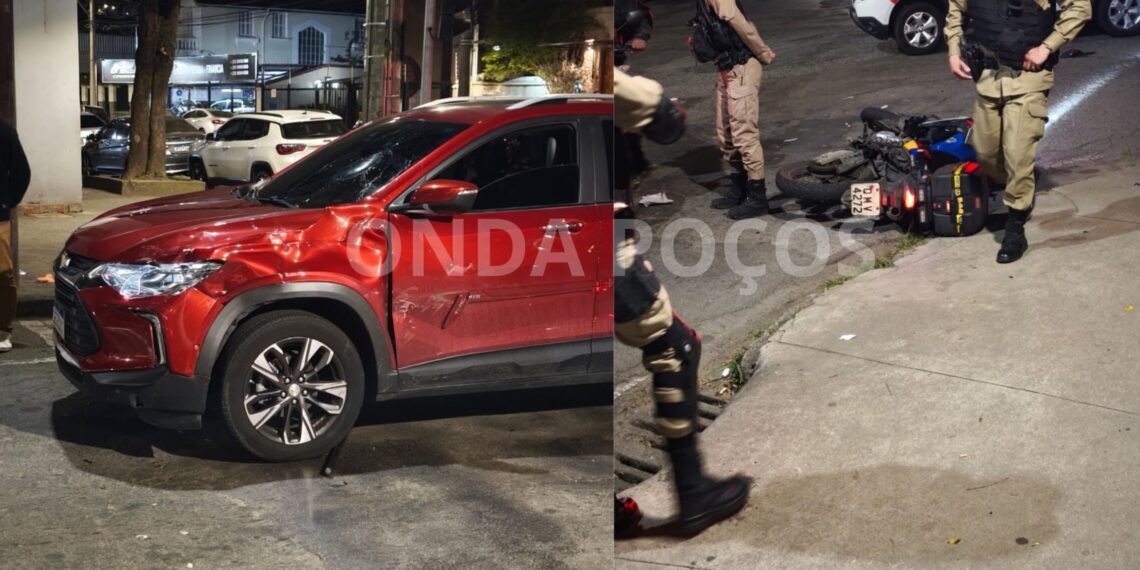 Policial militar fica ferido em acidente durante perseguição no Centro de Poços de Caldas