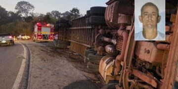Motorista morre após caminhão com 75 bovinos tombar no Sul de Minas