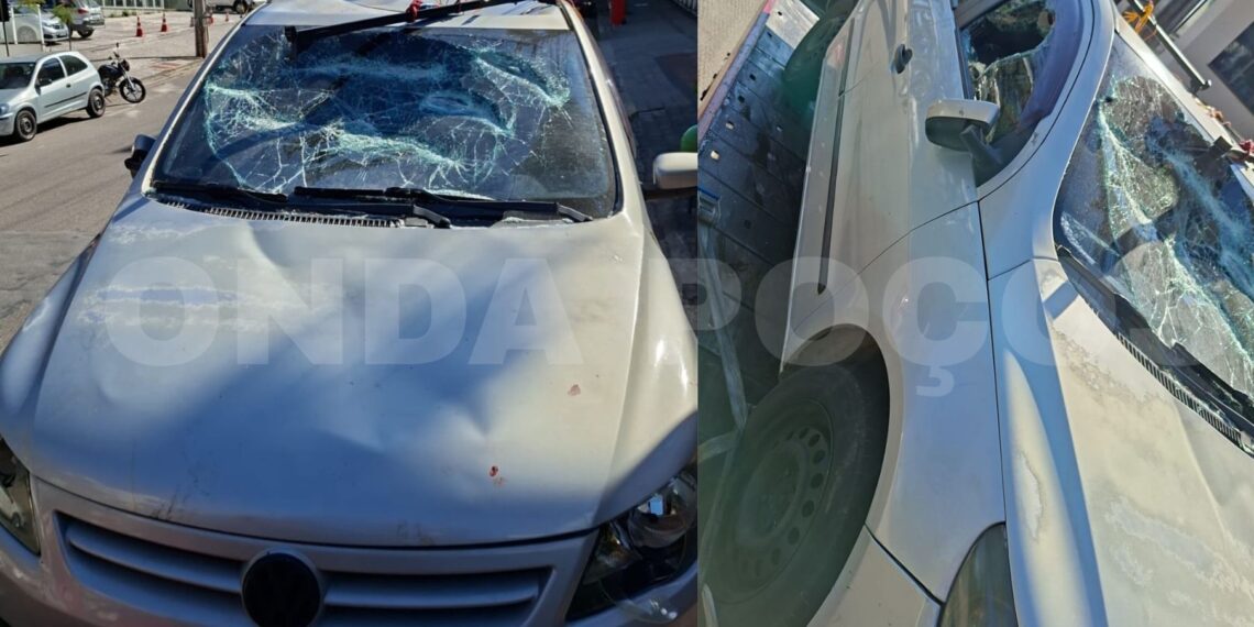 Homem quebra o próprio carro durante atuação do Demutran em Poços de Caldas