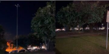 Vandalismo deixa Praça Getúlio Vargas sem iluminação em Poços de Caldas