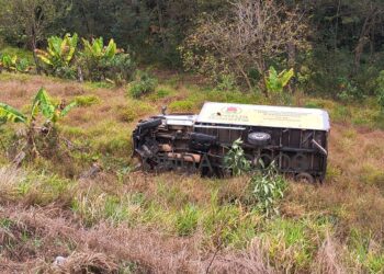 Caminhão capota após bater em veículos na MG-267