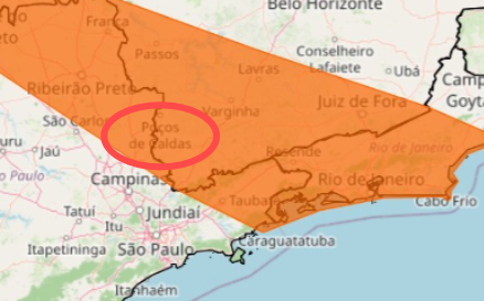 INMET emite alerta de tempestade com risco de granizo e ventos fortes para Poços