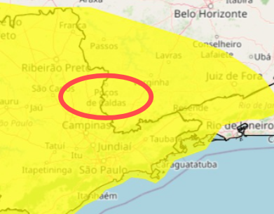 INMET emite alerta de tempestade com risco de granizo e ventos fortes para Poços e região