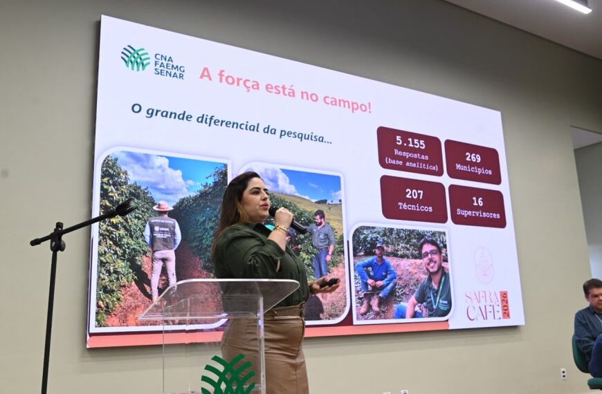Safra de café em Minas Gerais deve alcançar 33,4 milhões de sacas em 2026