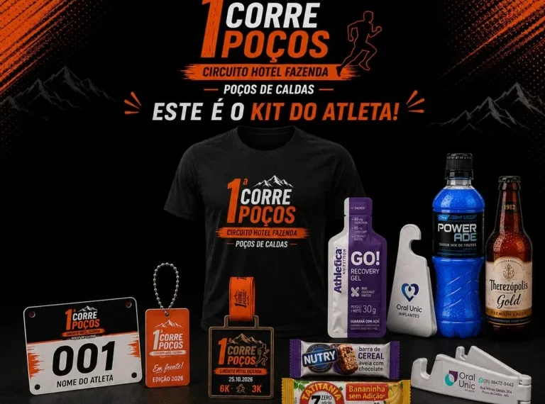 Kit do atleta da 1ª Corre Poços é divulgado; inscrições seguem abertas