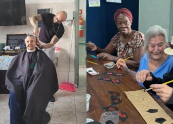 Asilo promove artesanato e corte de cabelo para idosos