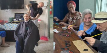 Asilo promove artesanato e corte de cabelo para idosos